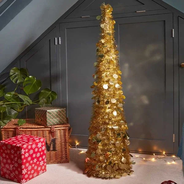 1.5m Pop-Up Gold Gatsby Tinsel Christmas Tree