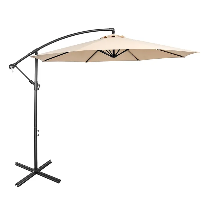 10 FT Patio Offset Umbrella – Cross Base, Crank Feature, Ideal for Garden, Poolside, Yard – Perfect Outdoor Shade Solution