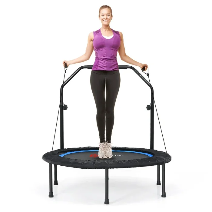 101 cm Mini Trampoline with 2 Resistance Bands and Adjustable Foam Handle-