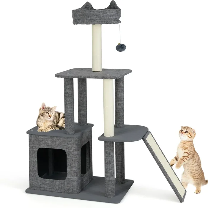 117 CM Modern Cat Tree for Indoor Cats Cat Tower with Scratching Posts-