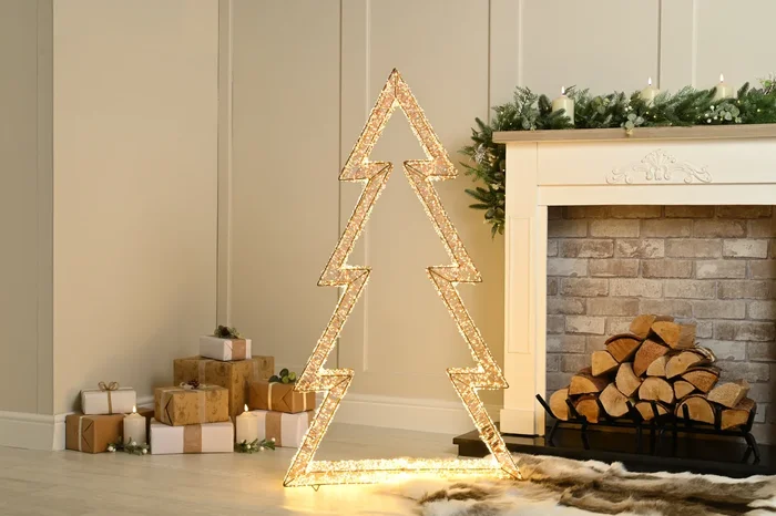 122cm Gold Metal Light Up Dewdrop Tree with 9600 LED Lights