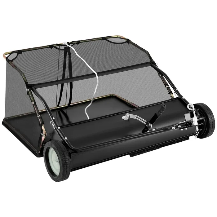 126 cm Tow-Behind Lawn Sweeper with Large-Capacity Hopper Bag-