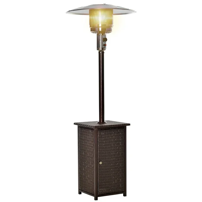 12KW Patio Gas Heater – Freestanding Outdoor Heater with Rattan Wicker Table Top for Garden – Ideal for Heating and Entertaining Spaces Outside