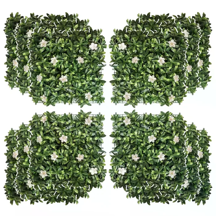 12PCS Rhododendron Artificial Boxwood Mats – 20×20 Inch Faux Hedge Privacy Screen Wall Panels for Decor – Perfect for Garden Backyard Balcony Decoration