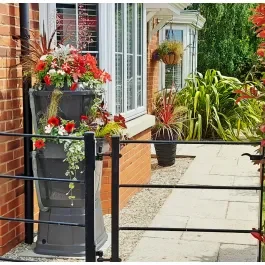 134L Rainwater Terrace Water Butt Planter – 2 Tier – Black