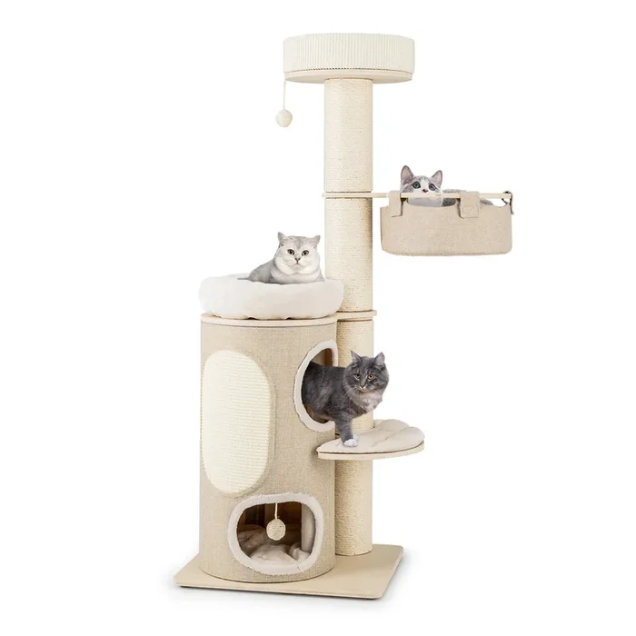 154CM Multi-level Cat Tree with 2-stoery Condo and Top Perch-