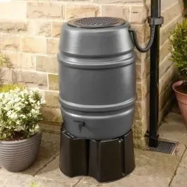 168L Grey Standard Water Butt Barrel