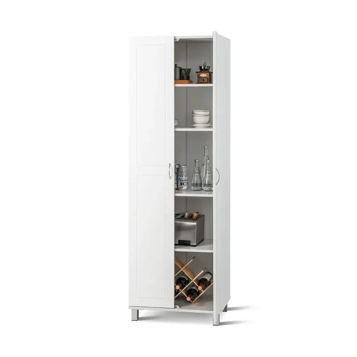 187cm Tall Kitchen Cupboard with Adjustable Shelves-White