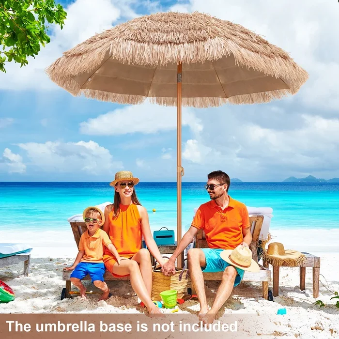 192cm Thatched Tiki Patio Umbrella with Tilt Design 8 Ribs