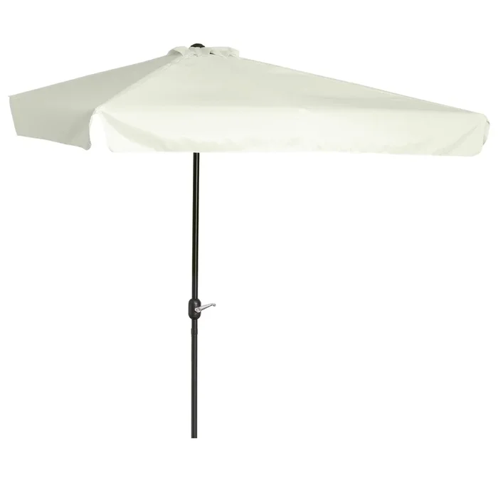 2.3m Half Parasol Cream White – Semi-Round Umbrella with Metal Frame and Crank Handle for Patio and Balcony – Ideal for Compact Spaces Without Base
