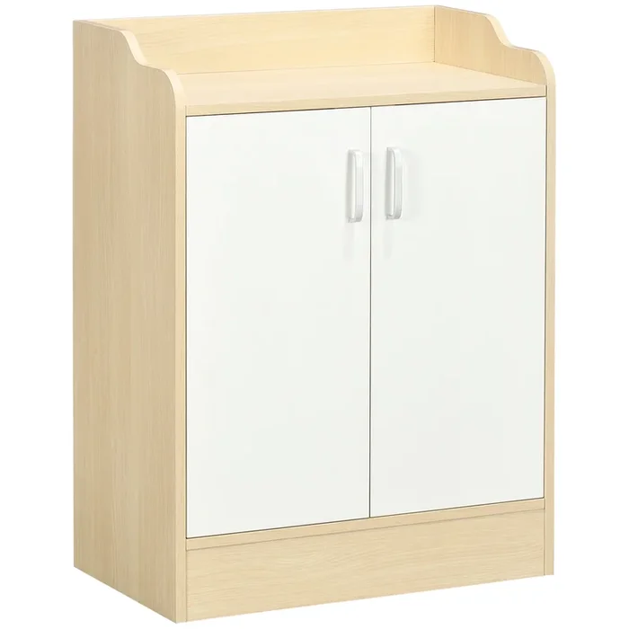 2-Door Modern Shoe Cabinet with 3 Shelves – Holds Up to 9 Pairs, Natural Wood Finish – Space-Efficient Storage for Hallways and Small Spaces