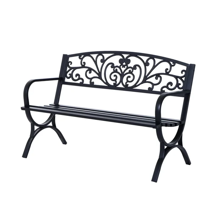 2 Seater Metal Garden Bench – Durable Outdoor Park Porch Patio Loveseat Chair – Ideal Seating for Garden & Romantic Evenings for Couples