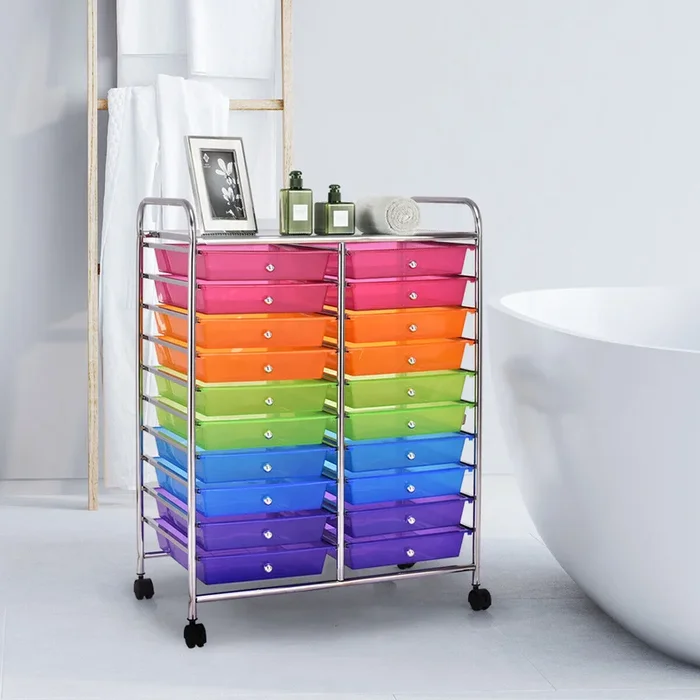 20 Drawers Storage Trolley with 4 Wheels for Beauty Salon-Multicolor