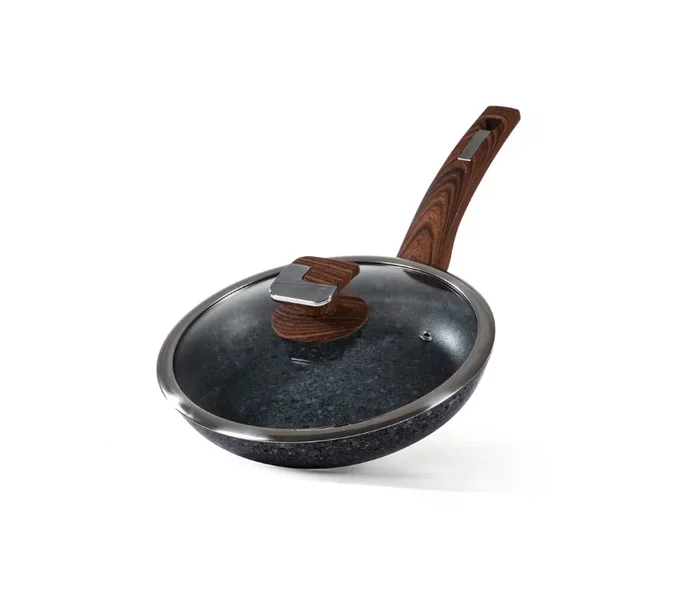 24cm Non-Stick Frying Pan with Lid | Granite Coating & Induction Safe – Houszy