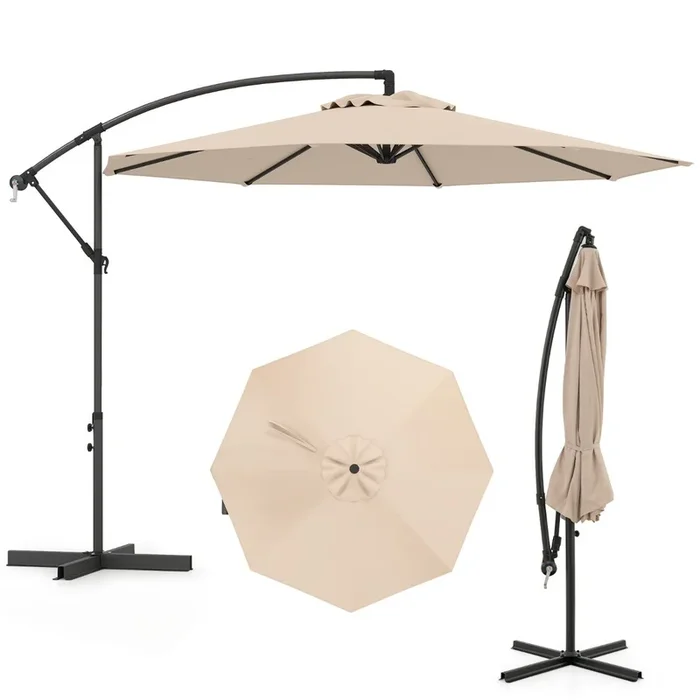 295 cm Patio Offset Umbrella with Easy Tilt Adjustment and Crossed Base-