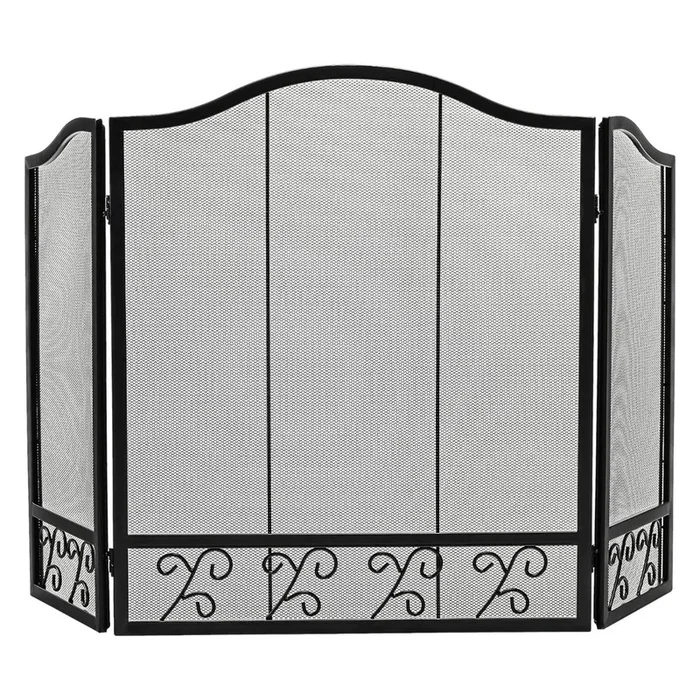 3-Piece Wide Metal Mesh Fireplace Panel – Folding Design, Ideal for Wood and Coal Firing – Perfect Solution for Safe and Efficient Heating