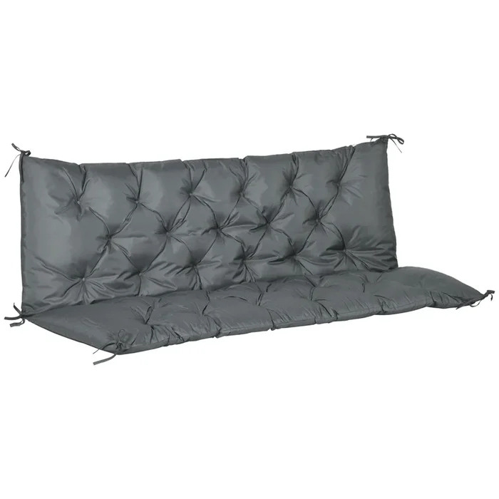 3-Seater Garden Bench Cushion with Back – Durable Dark Grey Outdoor Chair Cushions with Ties, 98×150 cm – Comfort for Patio, Deck or Indoor Use