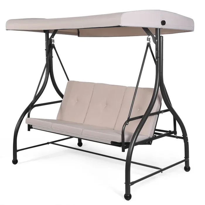 3 Seater Garden Swing Chair – Adjustable Canopy and Cushions Included – Perfect Outdoor Furniture for Relaxation