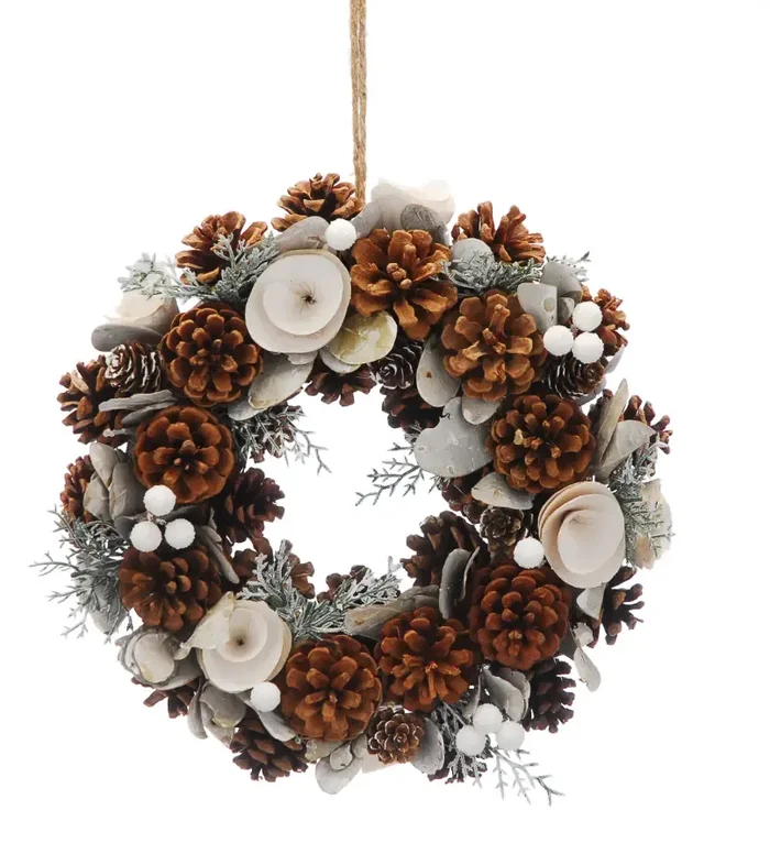 30cm frosted wreath with cream swirl petals