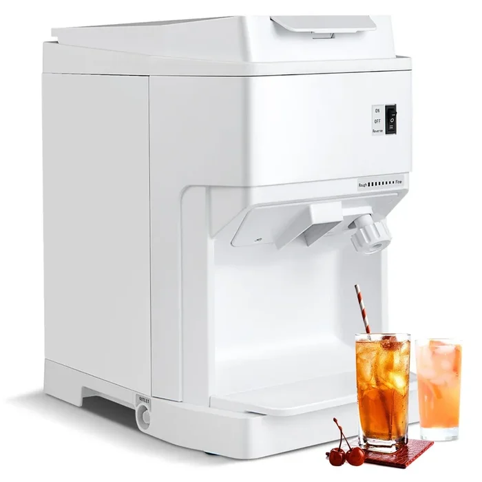 350W Commercial Electric Ice Crusher – Adjustable Ice Size for Home and Restaurant Use – White Model Perfect for Professional Catering Services