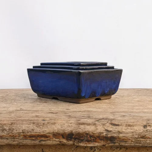 4-6″ Namako (blue) Glazed Bonsai Pot