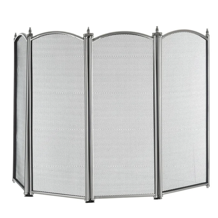 4-Panel Nickel Coated Fireguard