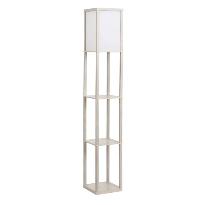 4-Tier Oak Floor Lamp with Storage Shelves – Contemporary Standing Light for Reading & Illumination – Ideal for Living Room, Bedroom, Office, and Dorm Spaces