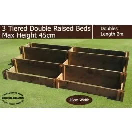 45cm High 3 Tiered Double Raised Beds – Blackdown Range – 50cm Wide