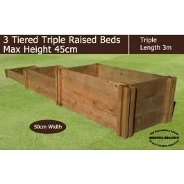 45cm High 3 Tiered Triple Raised Beds – Blackdown Range – 50cm Wide