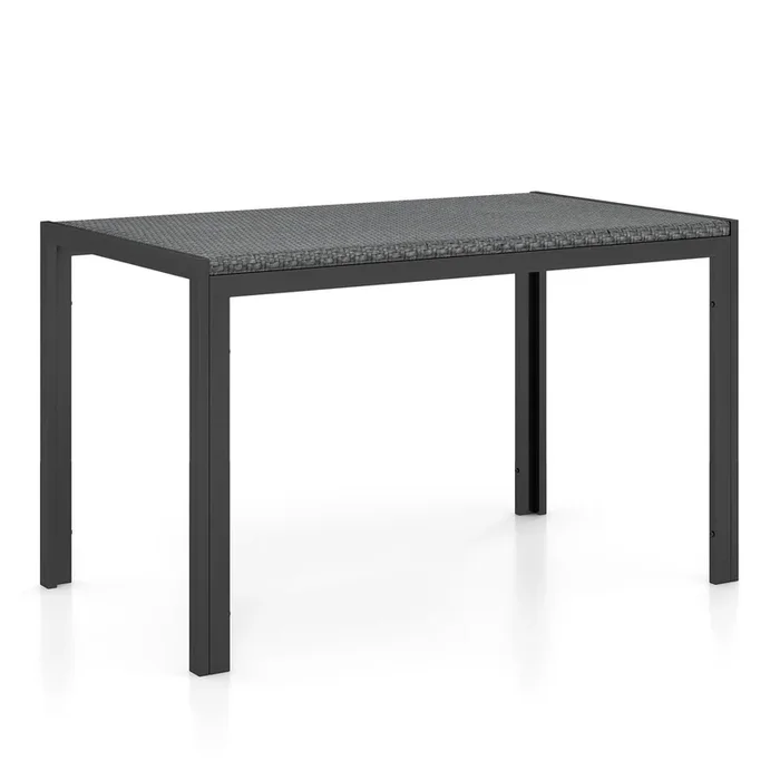 48 Inch Rectangular Wicker Dining Table with Heavy-Duty Metal Frame-Brown