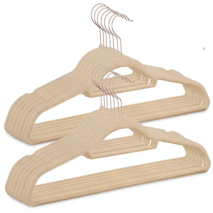 50pc Velvet Clothes Hangers – Beige