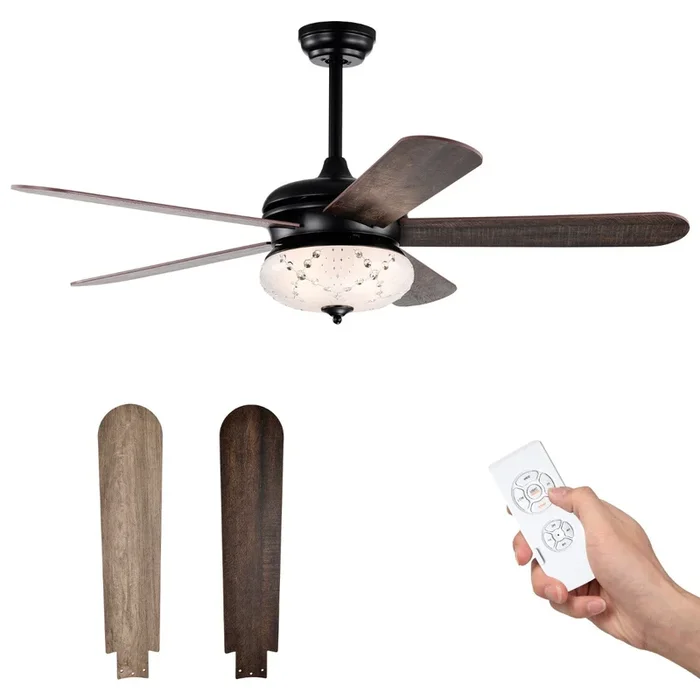 52″ Ceiling Fan with Crystal Lights and Remote Control