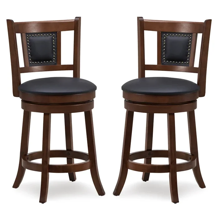 65/74 cm Swivel Bar Stool Set of 2 with Curved Backrest-30 Inches