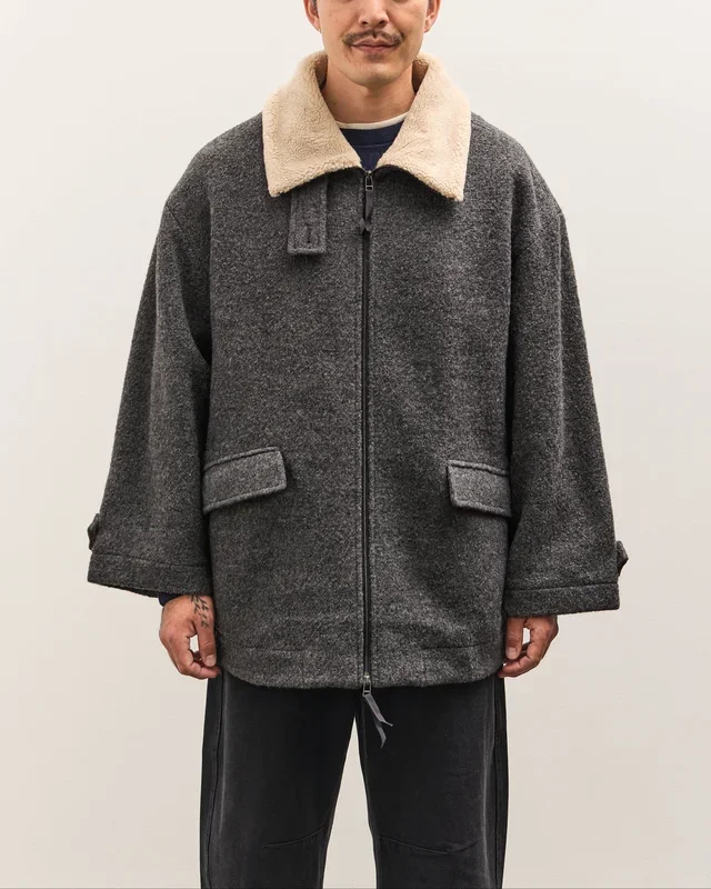 7115 by Szeki Blouson Short Coat Unisex, Heather Gray