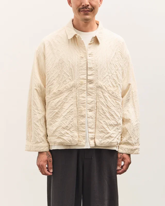 7115 by Szeki Signature Panel Pockets Shirt Jacket Unisex, Bone