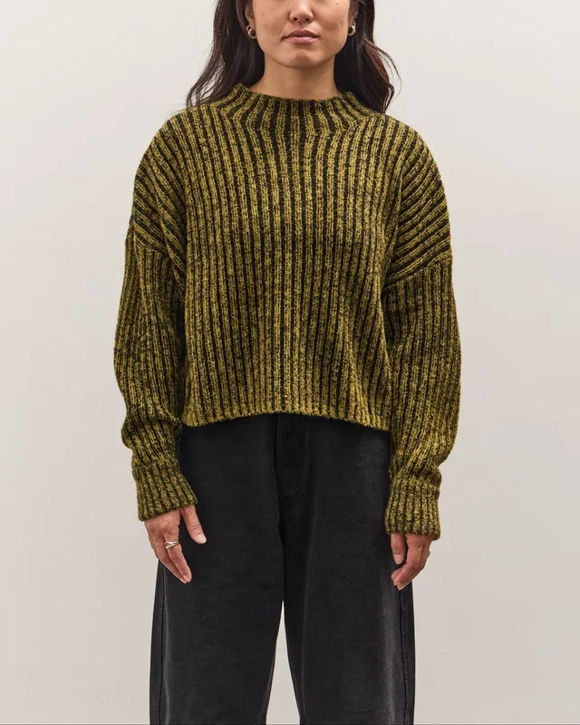 7115 by Szeki Striped Ribbed Mockneck, Topaz Black