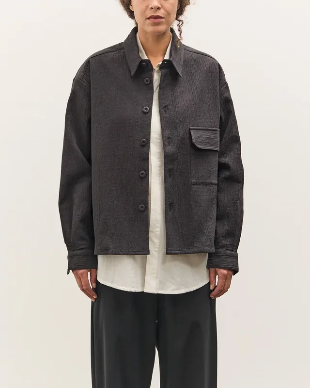7115 by Szeki Textured Flat Hem Shirt, Black