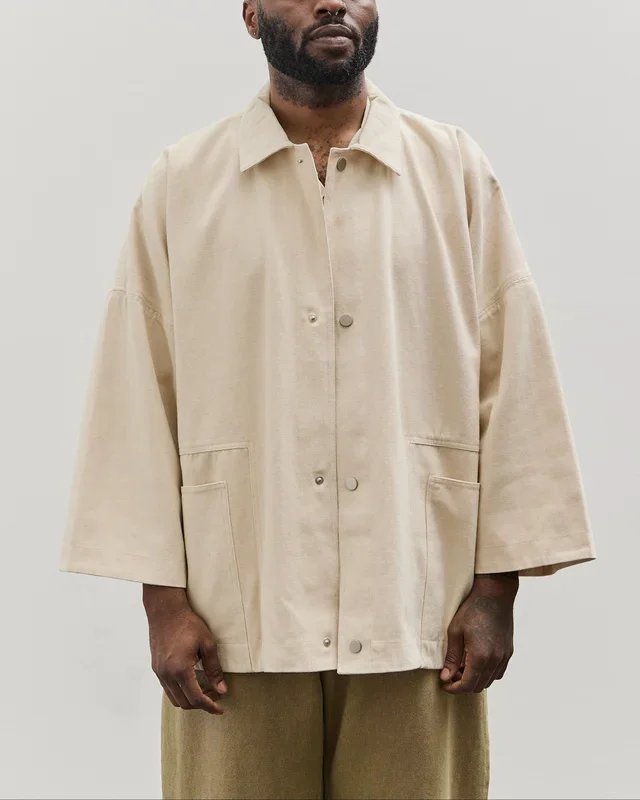 7115 by Szeki Unisex Pockets Short Coat, Off-White