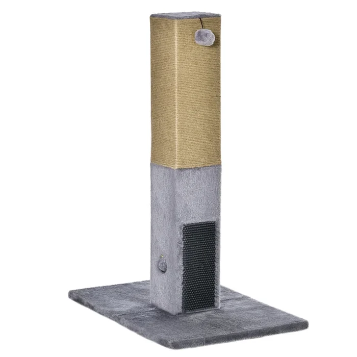 79cm Jute Cat Scratching Post – Climber Tree Activity Center with Carpeted Base and Dangling Ball, Grey – Perfect for Feline Scratching and Playtime Needs