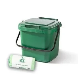 7ltr Green Kitchen Caddy + 26 Pack of Liners