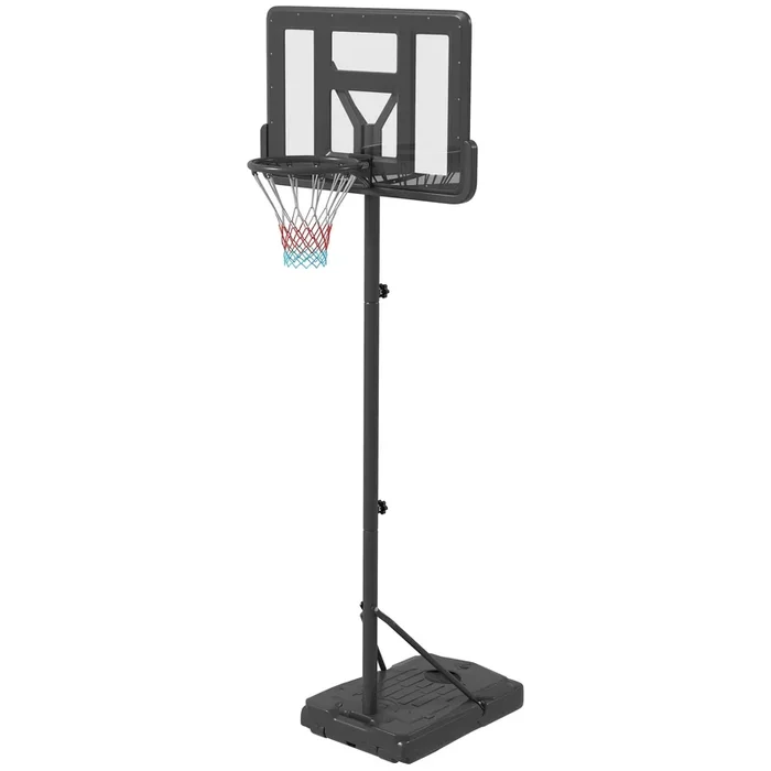 Adjustable Basketball Hoop Stand with Net – Portable, Height-Adjustable 200-305cm, with Wheels, Black – Ideal for Outdoor & Indoor Play for All Ages