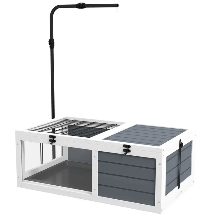 Adjustable Lamp Wooden Tortoise Table – Open-Top House with Pull-Out Cleaning Tray – Ideal Habitat for Tortoises