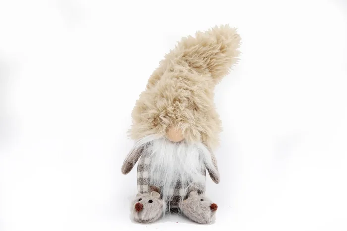 Adorable Beige Festive Christmas Gonk with Reindeer Slippers – 36cm