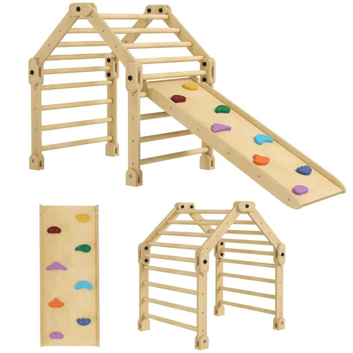 AIYAPLAY 3 in 1 Kids Climbing Set Indoor with Sliding Ramp, Foldable design, Gift for 2-6 Years Old