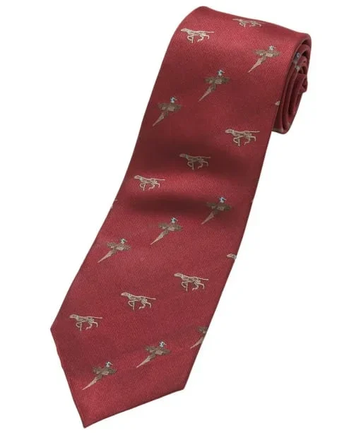 Alan Paine Ripon Silk Tie Bird & Dog Bordeaux