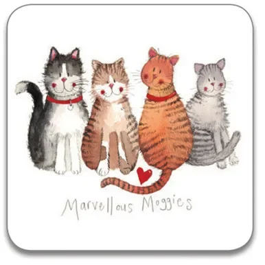 Alex Clark Art Marvellous Moggies Cat Coaster