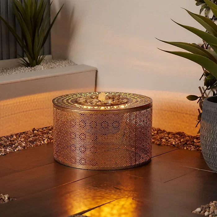 Altico Yara Metal Cylinder Water Feature with LED Lights & Pump