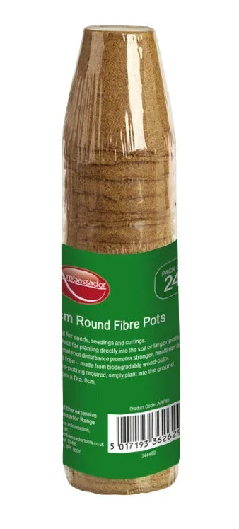 Ambassador Round Fibre Pots 6cm – Pack 24