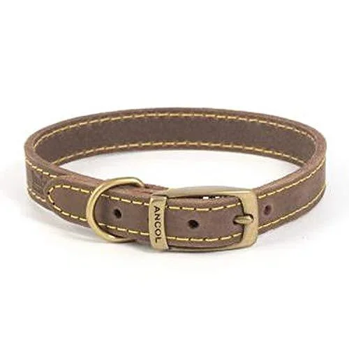 Ancol Heritage Timberwolf Leather Dog Collar Sable