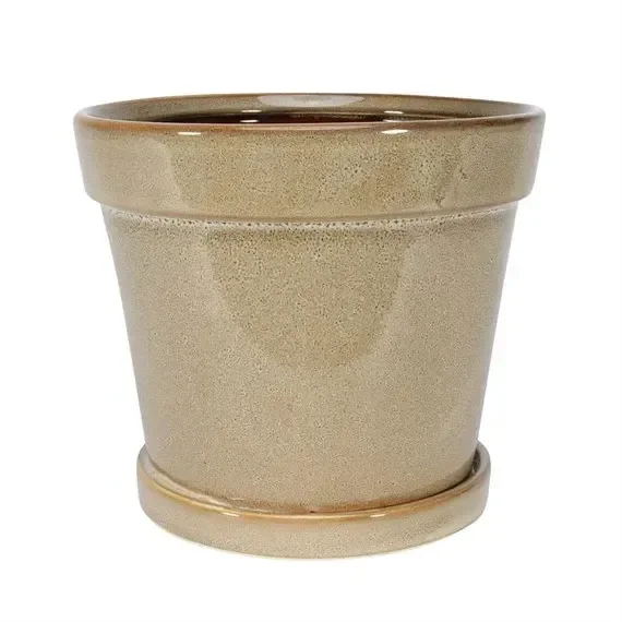 APAC 20cm Painted Pot with Saucer – Light Brown (CE1078)